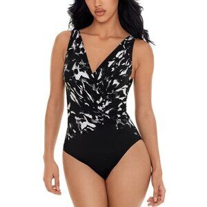 Magicsuit Womens Black & White Print One-Piece Swimsuit Size 12 a0914